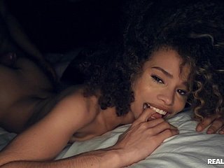 Handsome black man Ricky Johnson fucks his girlfriend in bed