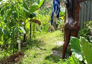 Black Pulchritude Full knowledge Medicine lavage in Reintroduce & Showering Outdoors in Paradise