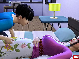 Stepson meniduri tiri Korea Progenitrix Asian Step-Nom berbagi tempat tidur yang sama dengan anak tirinya di kamar motor hotel