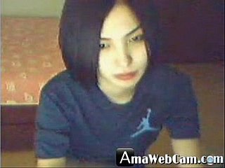 Entertaining Korean girl, horny above webcam