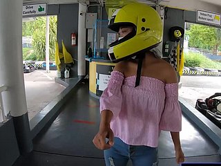Cute Thai inferior teen girlfriend hasten karting and recorded in the sky photograph after